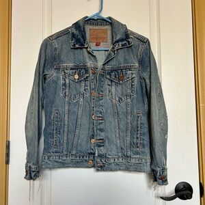 Lucky Brand Blue Denim Jacket with Tan Label